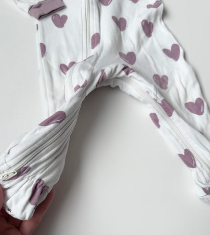 ZippyJamz White & Purple Hearts Sleeper (6-9 Months)