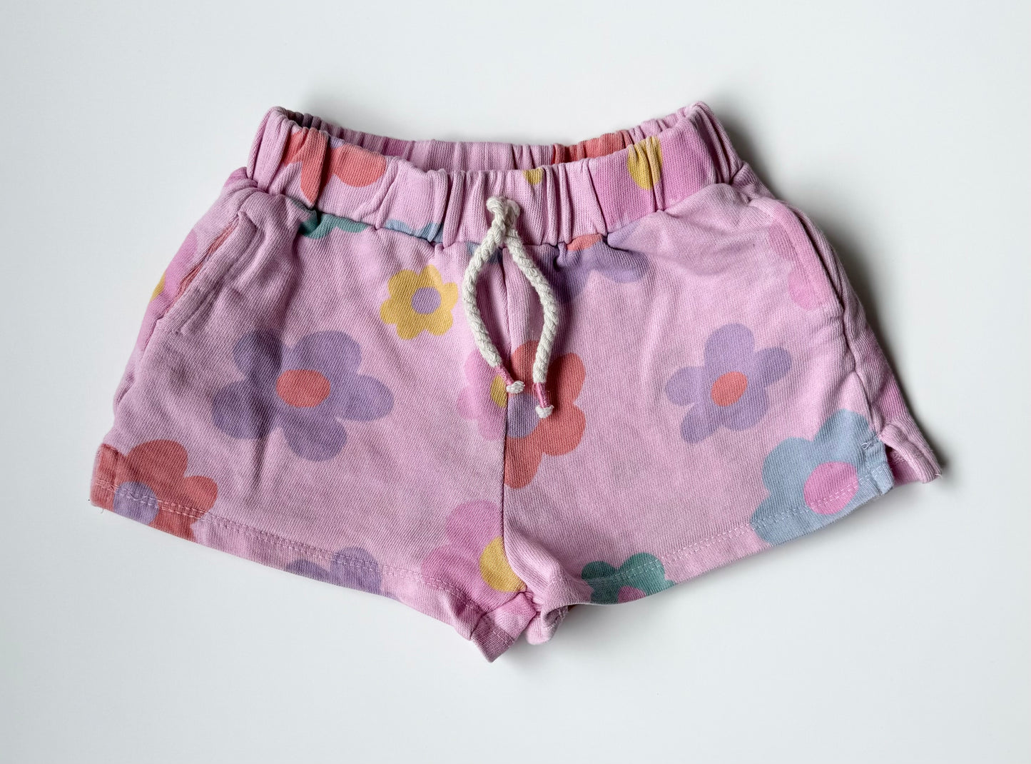 Zara Pink Daisy Flowers Sweat Shorts (18-24 Months)