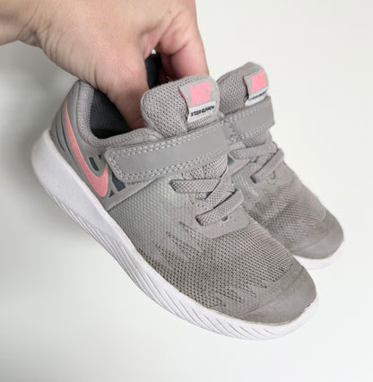Nike Star Runner Light Grey & Pink Mesh Stretch Lace & Velcro Sneakers (9)