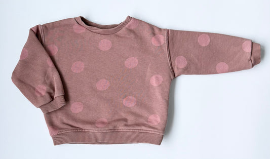 Zara Brown & Pink Polkadot Crewneck Sweater (9-12 Months)