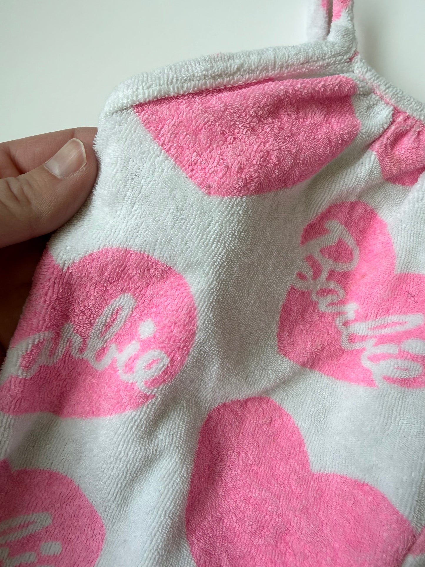 Zara x Barbie Hot Pink & White Terry Hearts Tank Romper (3 Years)