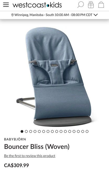 Baby Bjorn Bouncer Bliss Woven Black/Grey