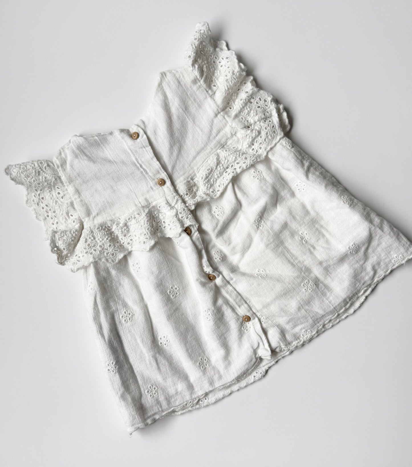 Zara White Linen & Lace Sleeveless Top (3-4 Years)