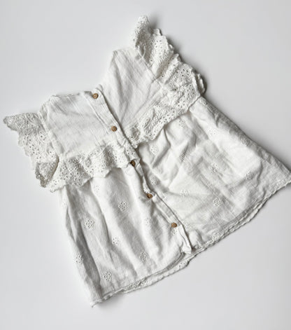 Zara White Linen & Lace Sleeveless Top (3-4 Years)