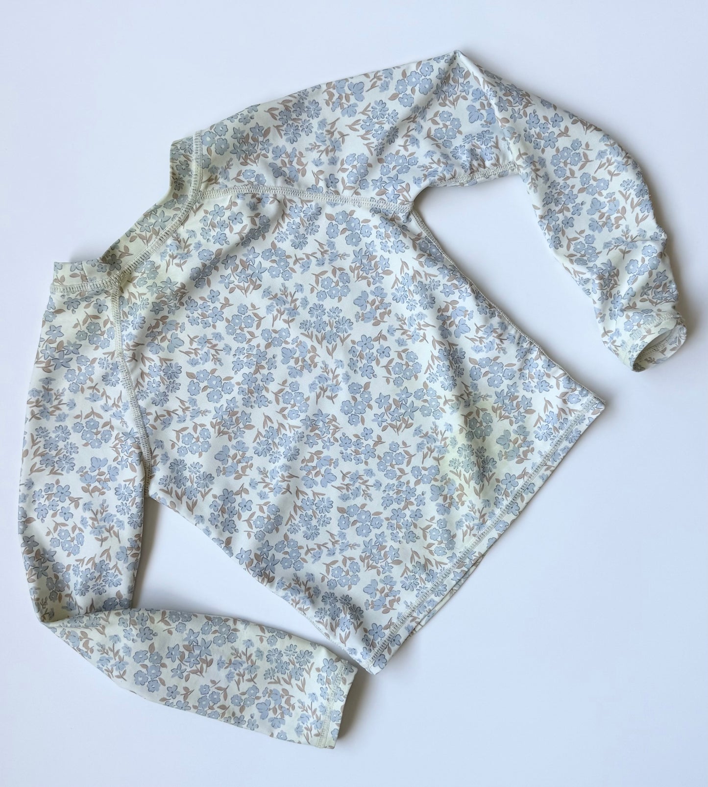 Rylee & Cru Off White & Dainty Blue Floral Long Sleeve Swim Top (4-5 Years)