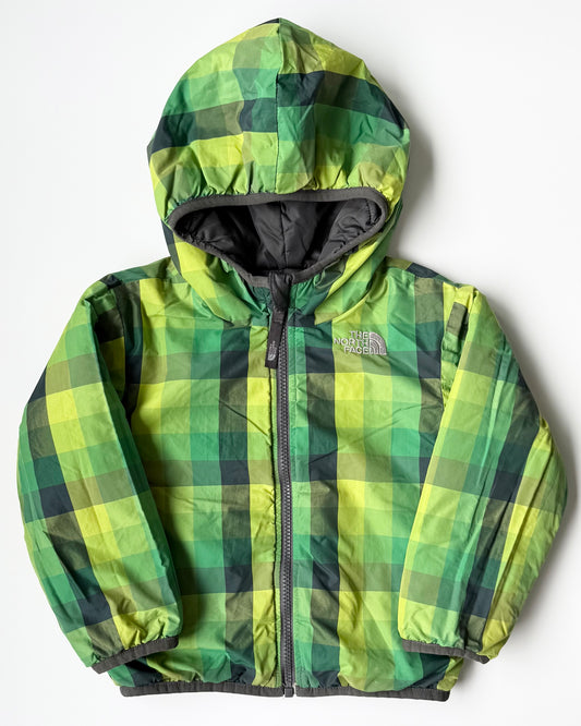The North Face Perrito Grey & Green Plaid Reversible Jacket (3T)