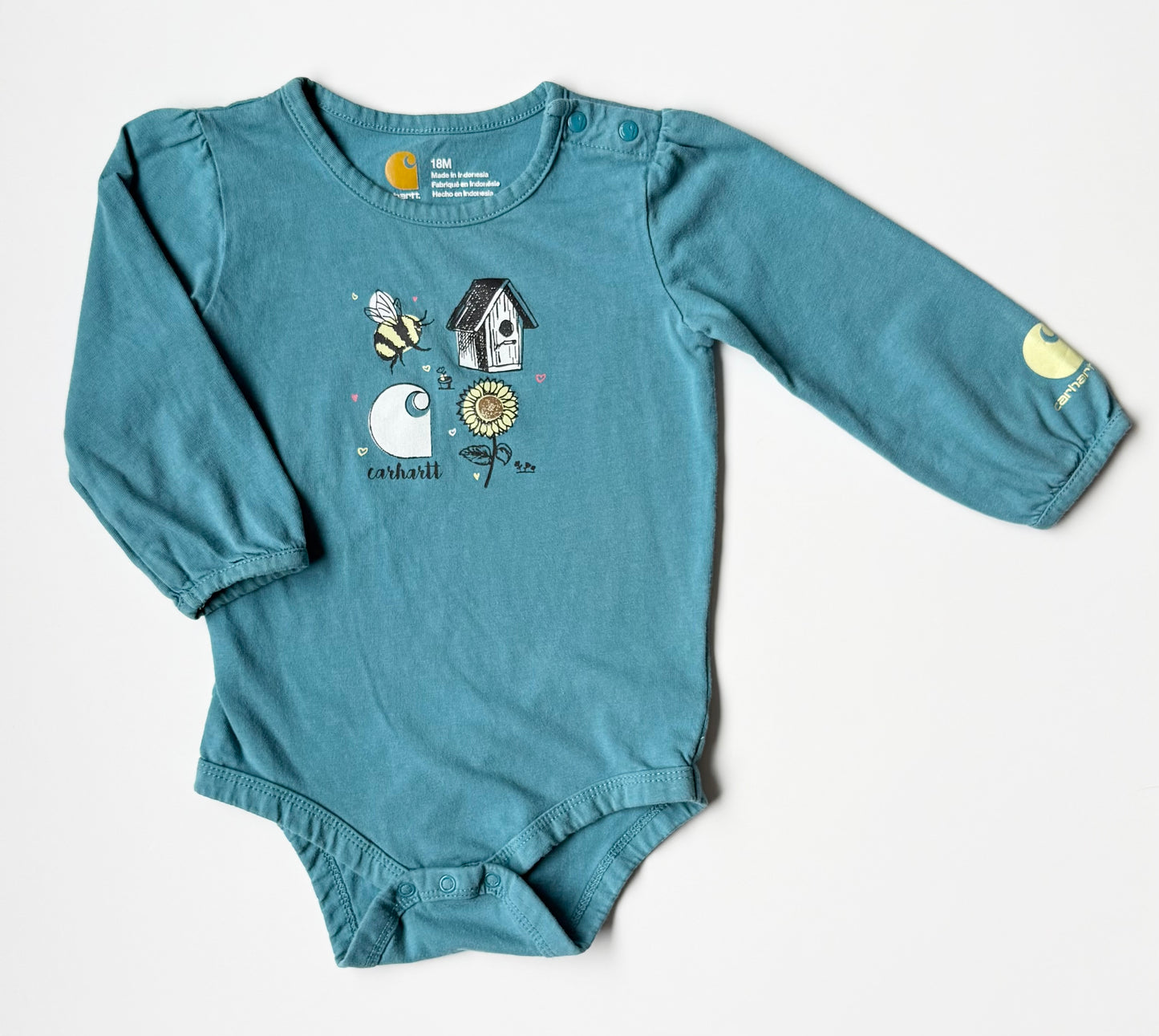 Carhartt Blue Honey Bee Long Sleeve Bodysuit (18 Months)