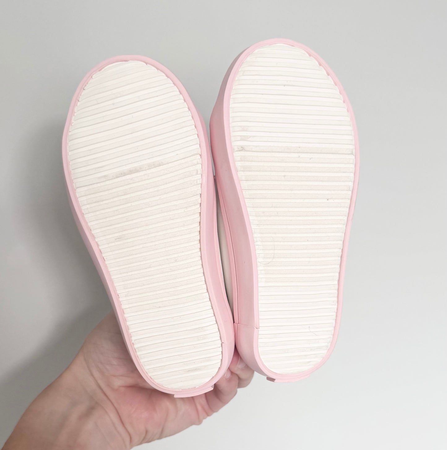 Old Navy White & Light Pink Rainbow Accessory Stretch Lace Sneakers (6)