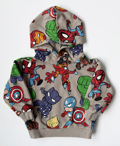 H&M x Disney Marvel Beige Avengers Characters AOP Hoodie Sweater & Pants Set (18-24 Months)