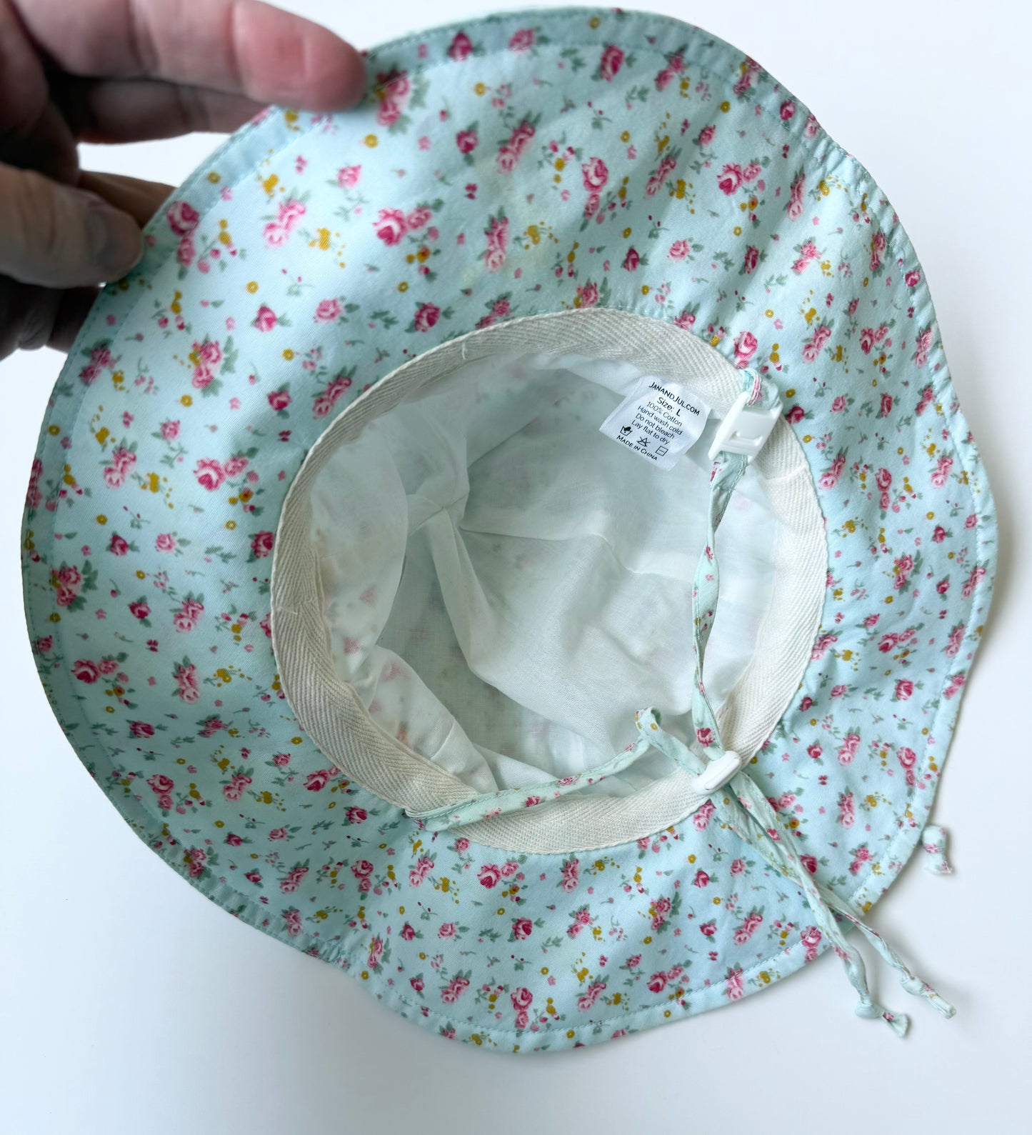 Jan & Jul Light Blue & Dainty Floral Sun Hat (2-5 Years)