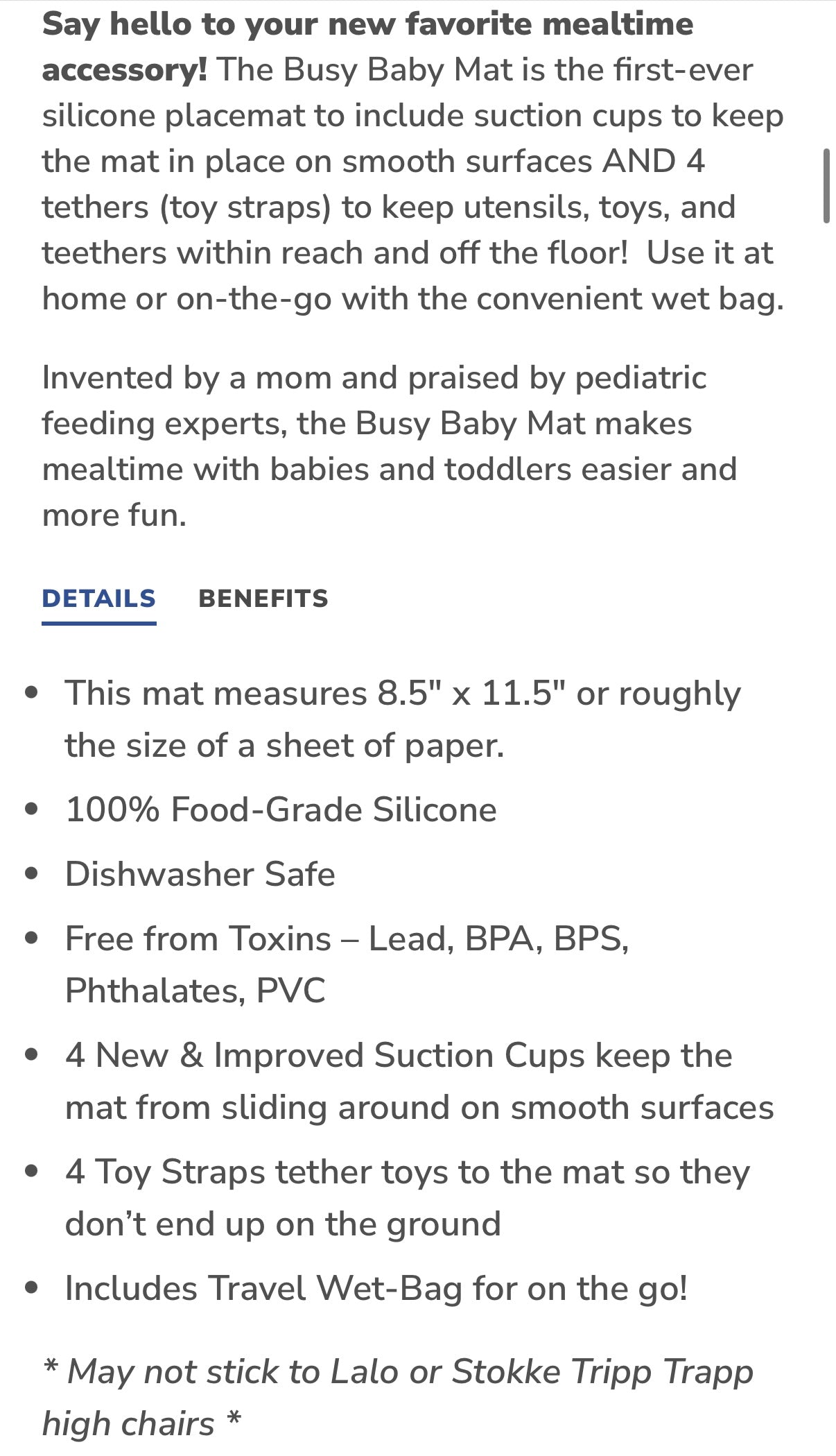 Busy Baby Placemat & Tether System in Spearmint - New