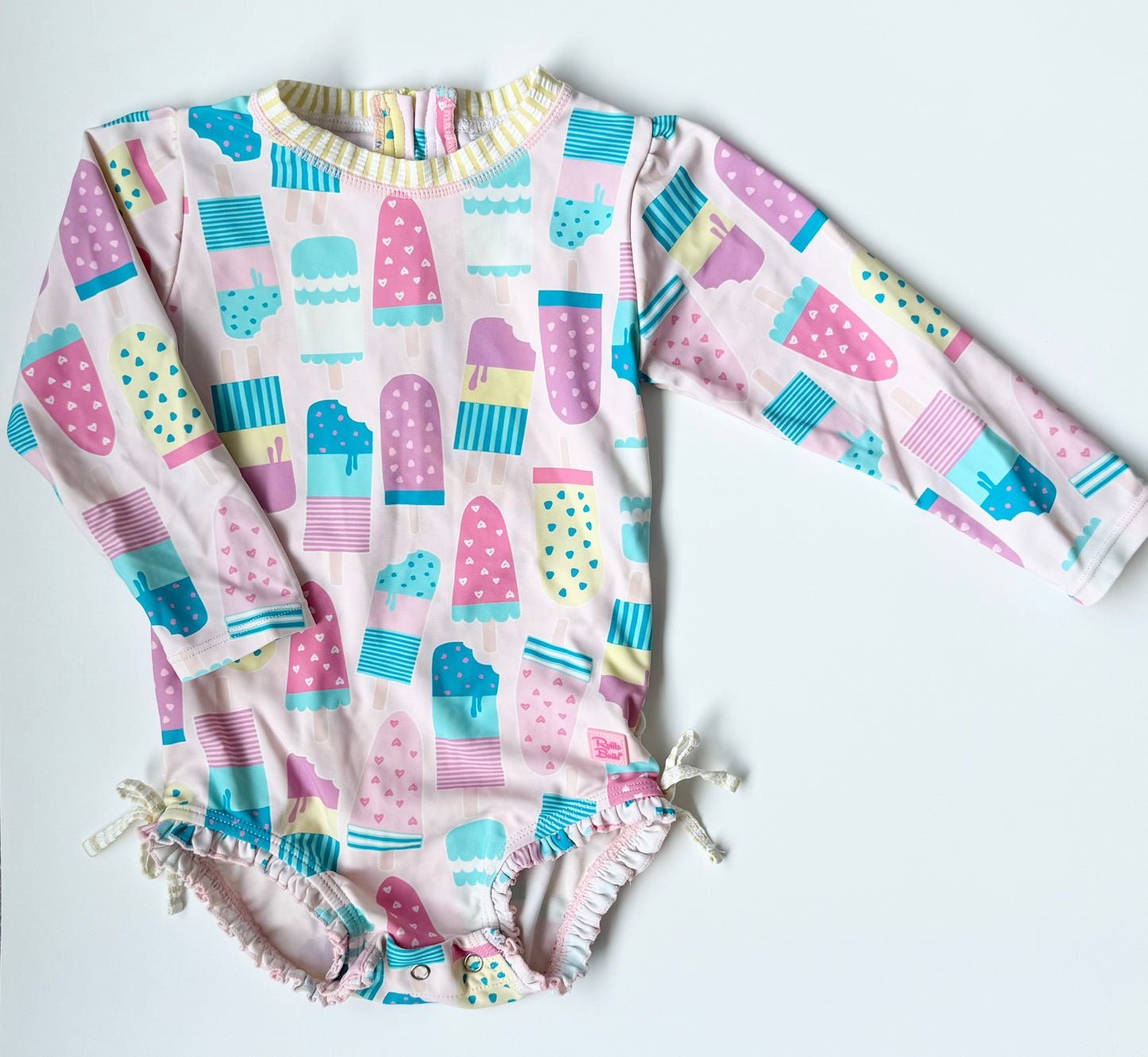 Ruffle Butts Pink Popsicle Long Sleeve One Piece Swimsuit (2T)