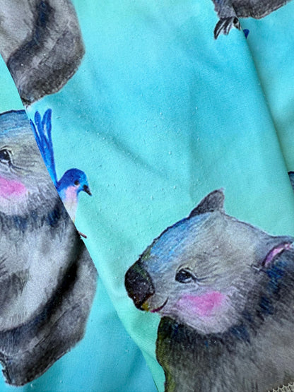 Cheeky Chickadee Turquoise Koala Rashguard Swimsuit (3T)