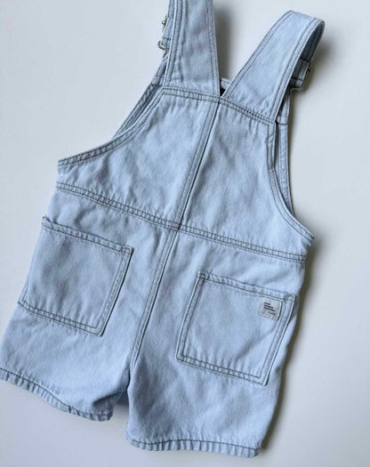 Zara Light Wash Jean Short Overalls (9-12 Months)