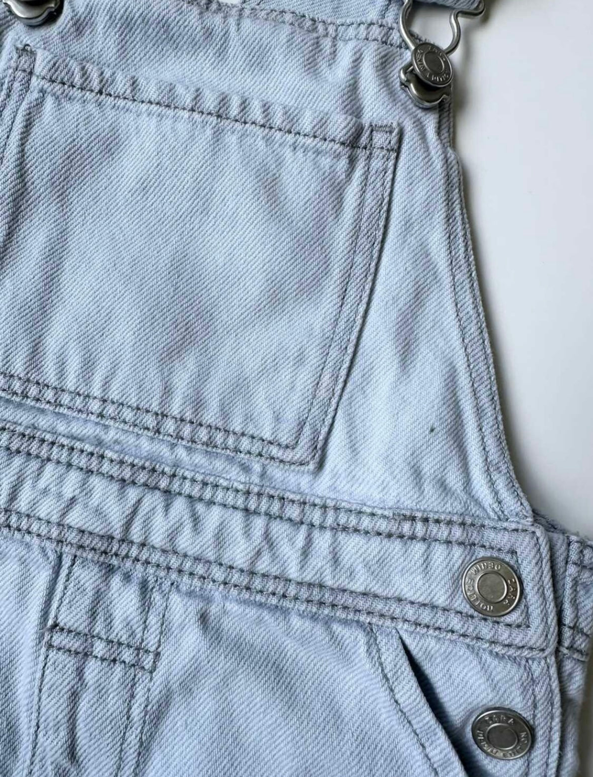 Zara Light Wash Jean Short Overalls (9-12 Months)