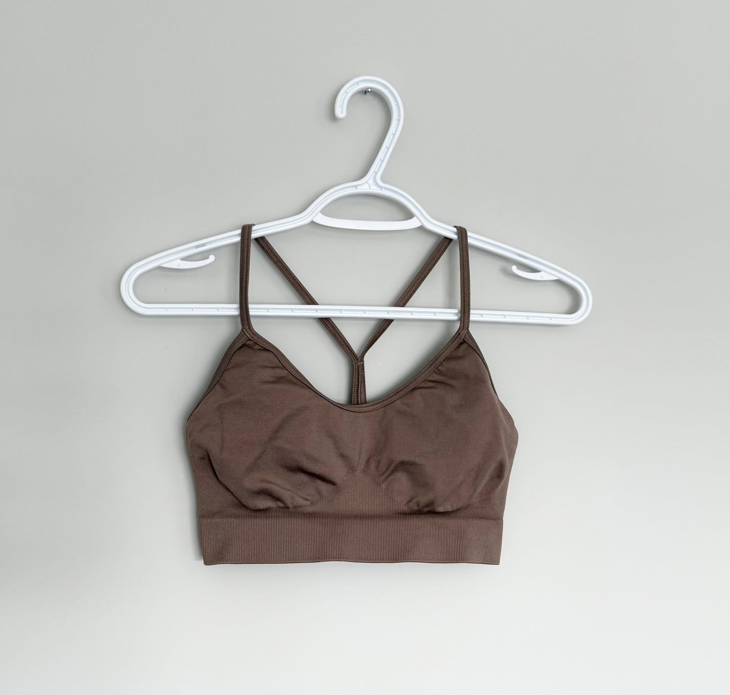 Women’s Gymshark Sweat Seamless Fossil Brown Sports Bra (Medium)