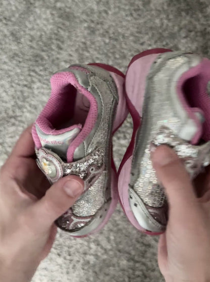 Stride Rite x Disney Princess Cinderella Pink & Silver Sparkle Light Up Velcro Sneakers (6.5)